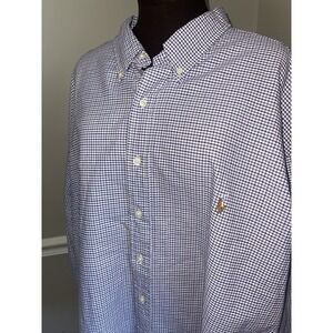 Ralph Lauren Men's Button Down Shirt Big & Tall 3XB Blue Purple Check Flesh Pony
